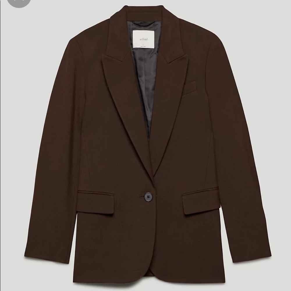 Aritzia Wilfred Flores Blazer in Heather Rich Cocoa Size Small